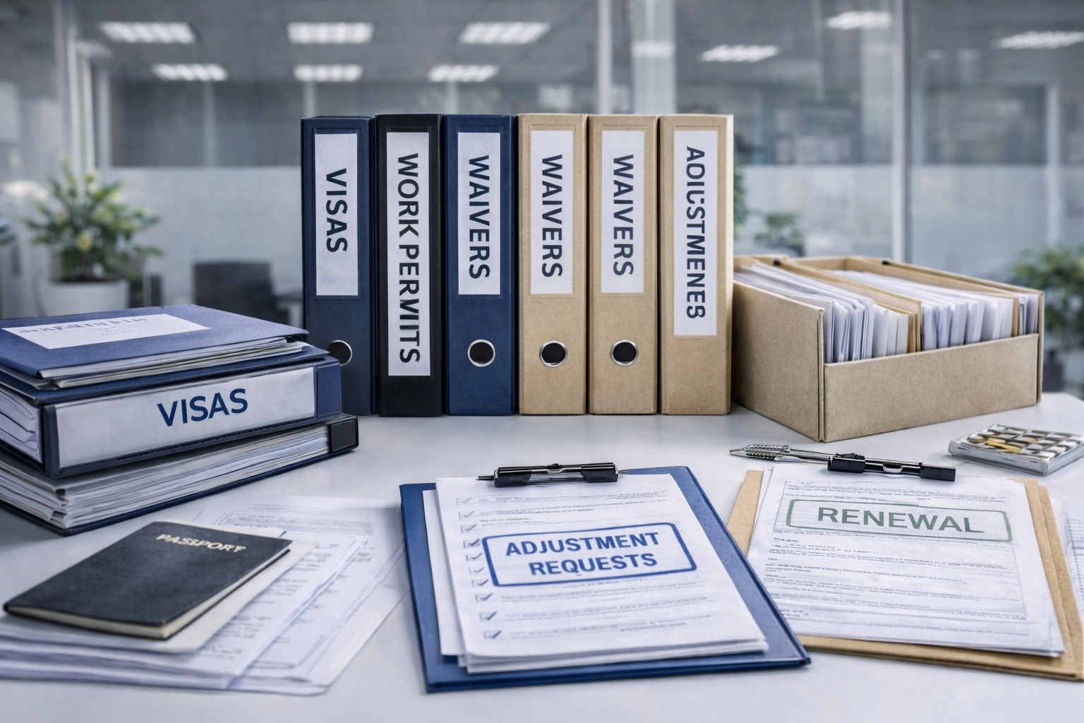 Clasificación y organización administrativa de expedientes migratorios por tipo de trámite mediante control documental estructurado